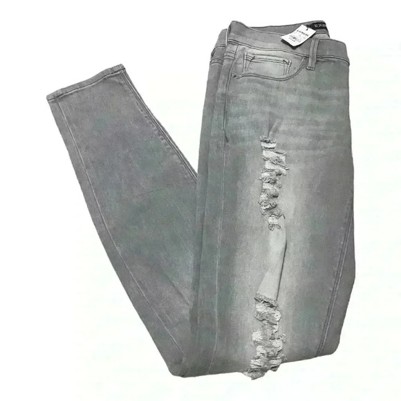 Express Denim - Women Express Mid Rise Gray Distressed Leggings-NWT